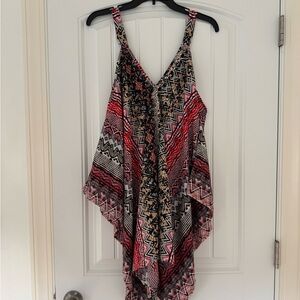 Pink and Black Geometric Patterned tank top